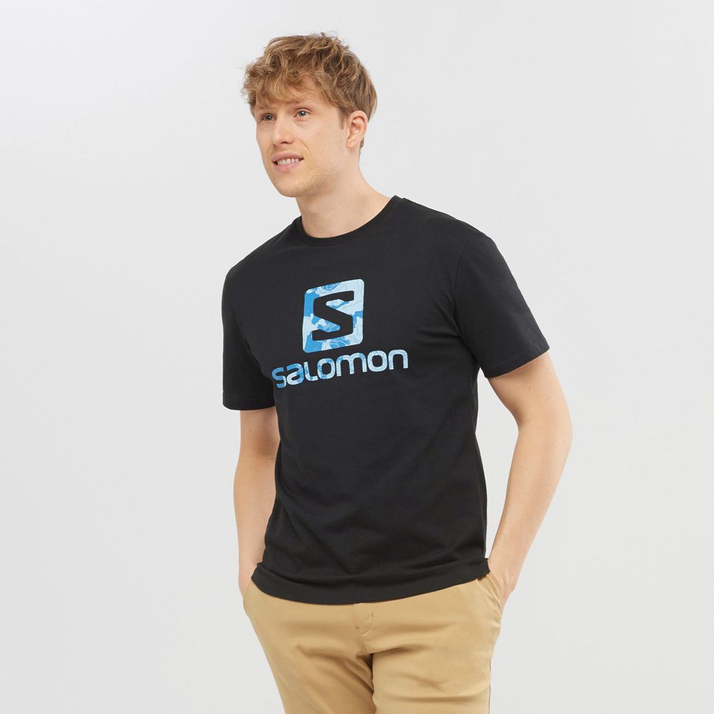 Salomon OUTLIFE LOGO Camisetas Hombre - Negras - Colombia (72408-HYUA)